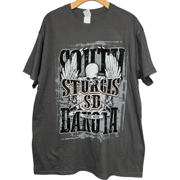 Sturgis Men’s Size L Gray Biker Graphic Front Short Sleeve T-Shirt - Picture 1 of 7